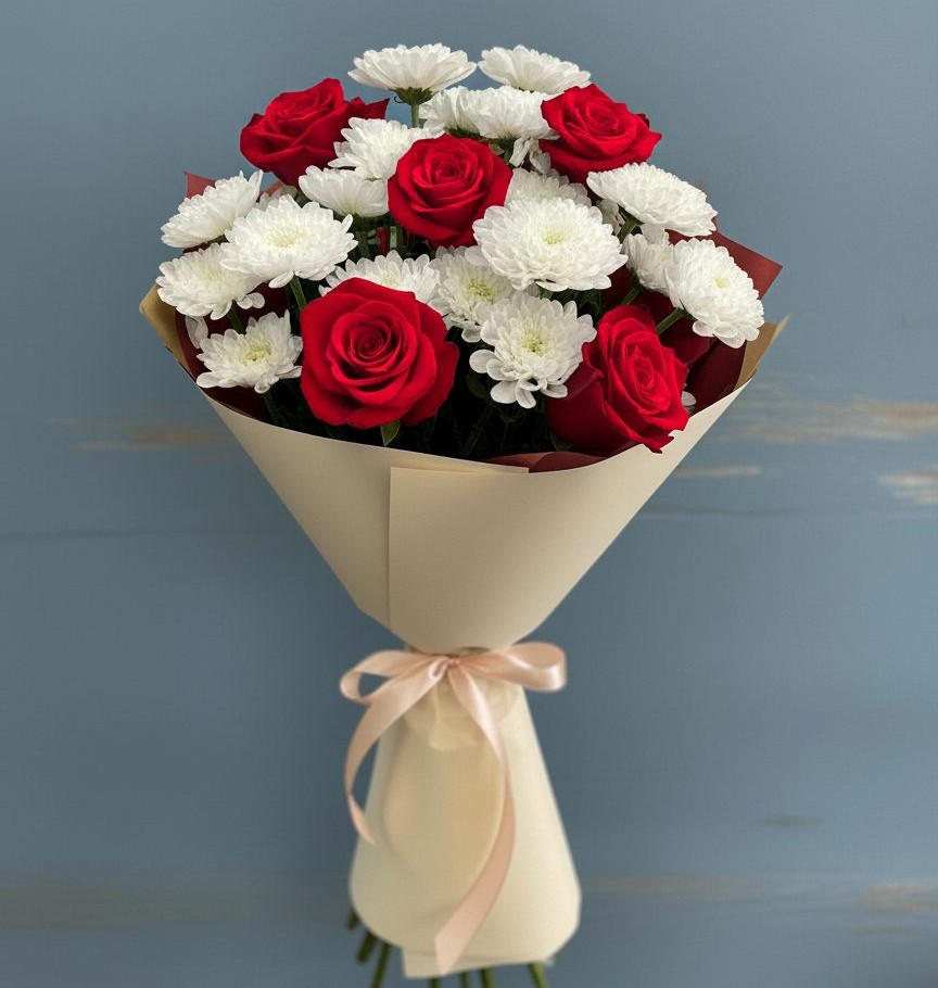 Букет цветов из: Розы и Хризантемы в Истре