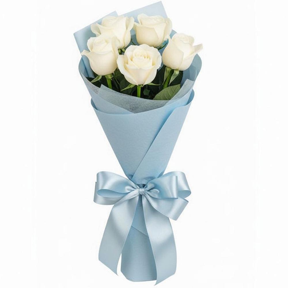 Букет 5 Белых роз Проуд в Истре