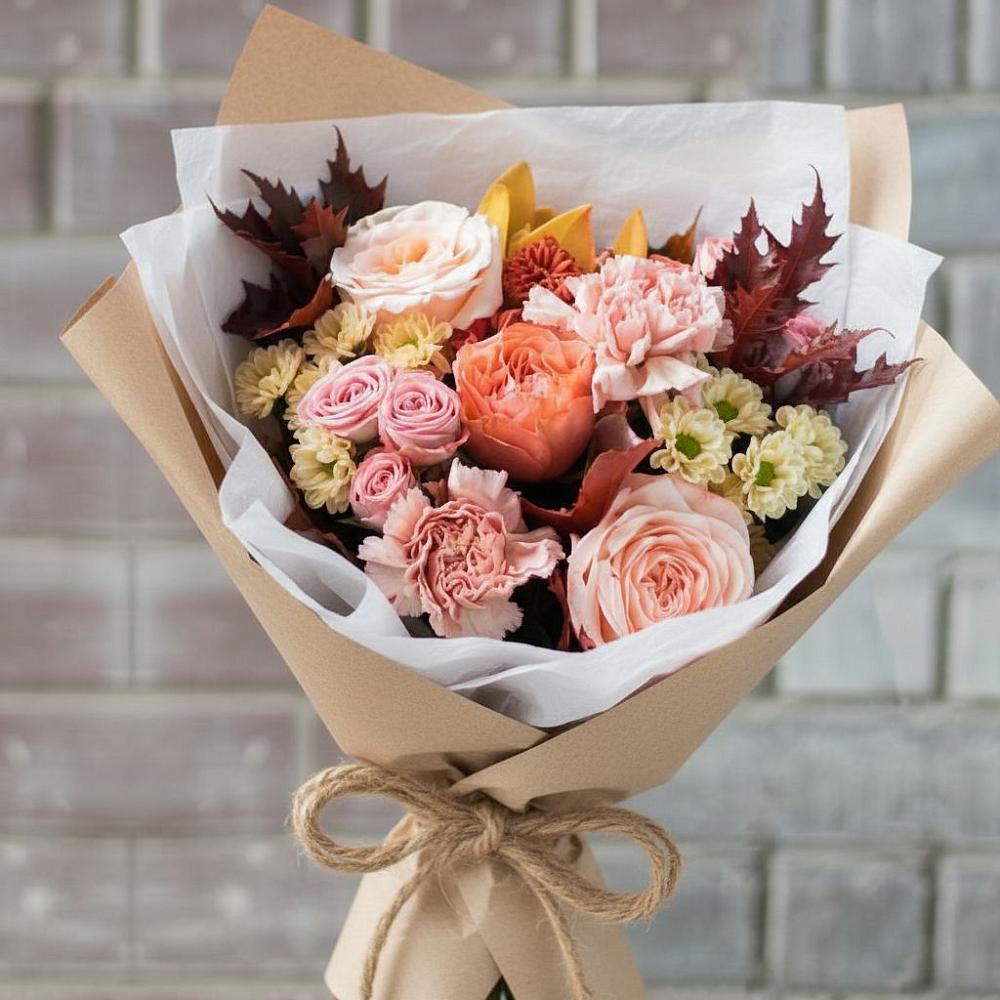 Букет цветов из: Гвоздики, Хризантемы и Розы в Истре