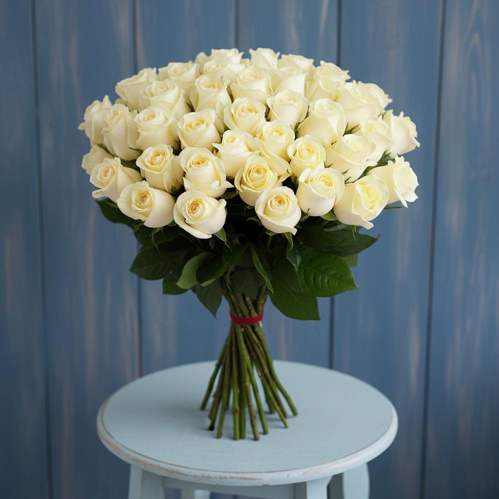 Букет 51 Белая роза Эдлесс Лав в Истре