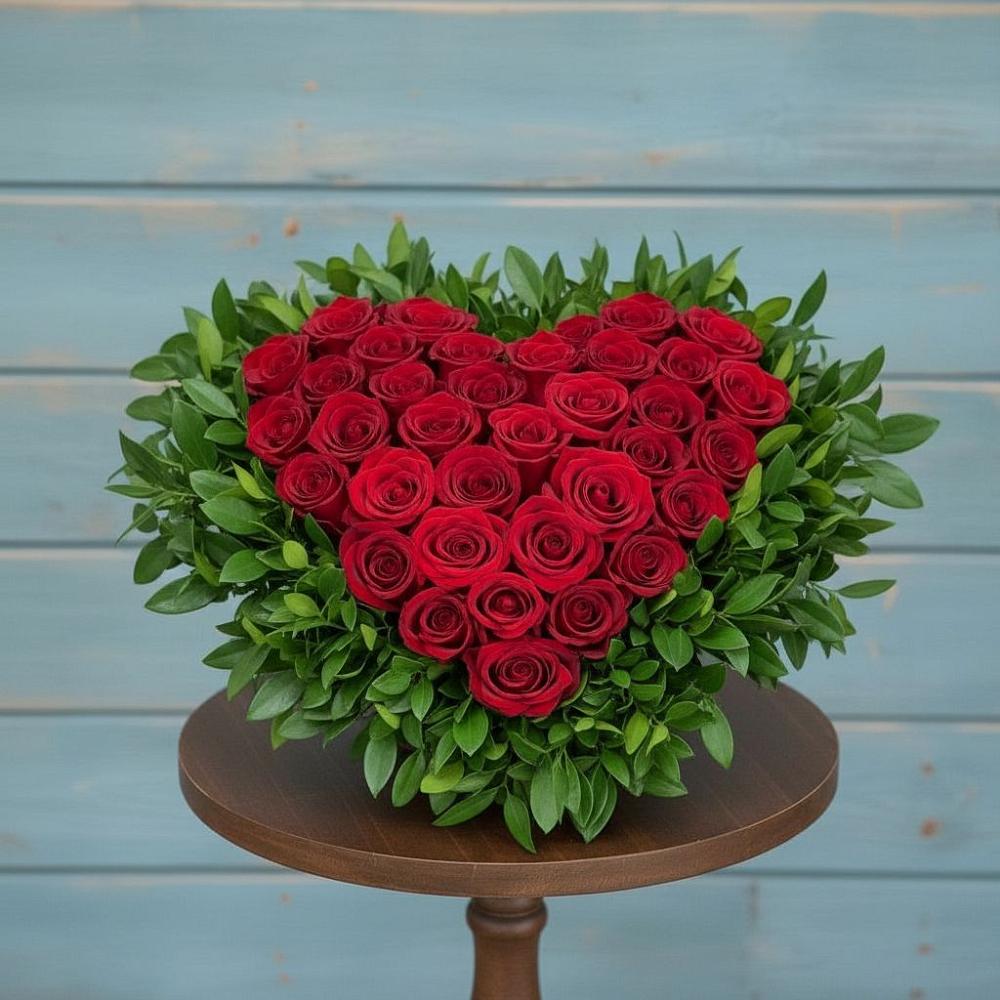 Цветочная композиция из Розы в виде сердца в Истре