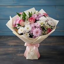 Букет цветов из:  Хризантемы, Альстромерии и Розы в Истре