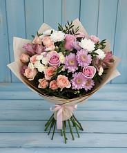 Букет цветов из:  Хризантемы, Розы и Альстромерии в Истре