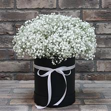 Цветочная композиция из Гипсофила в шляпной коробке в Истре
