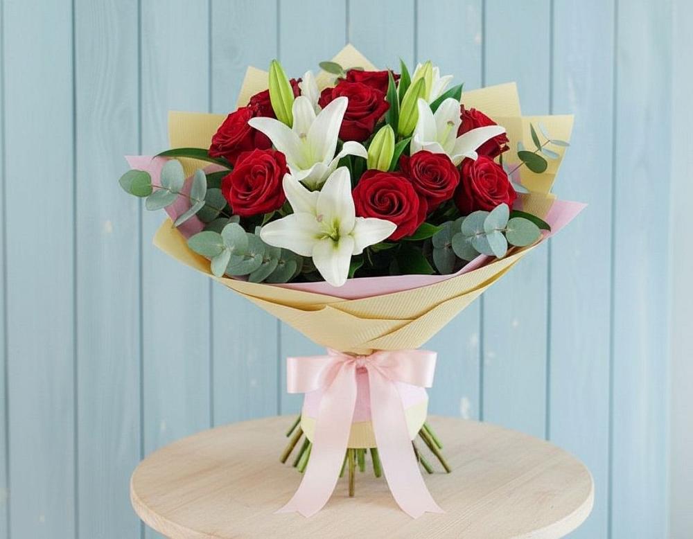 Букет цветов из: Лилии и Розы в Истре